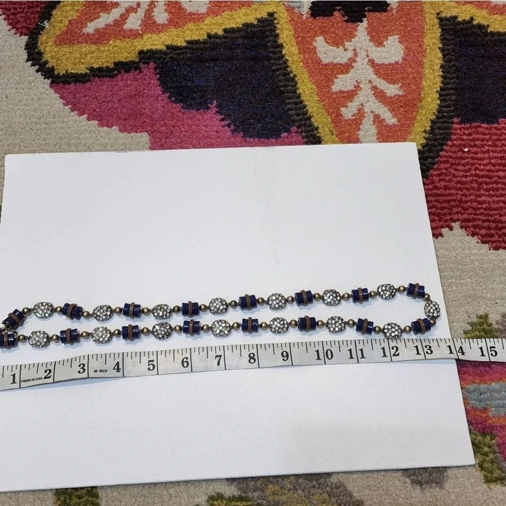 J. Crew navy‎ and bronze jeweled long necklace